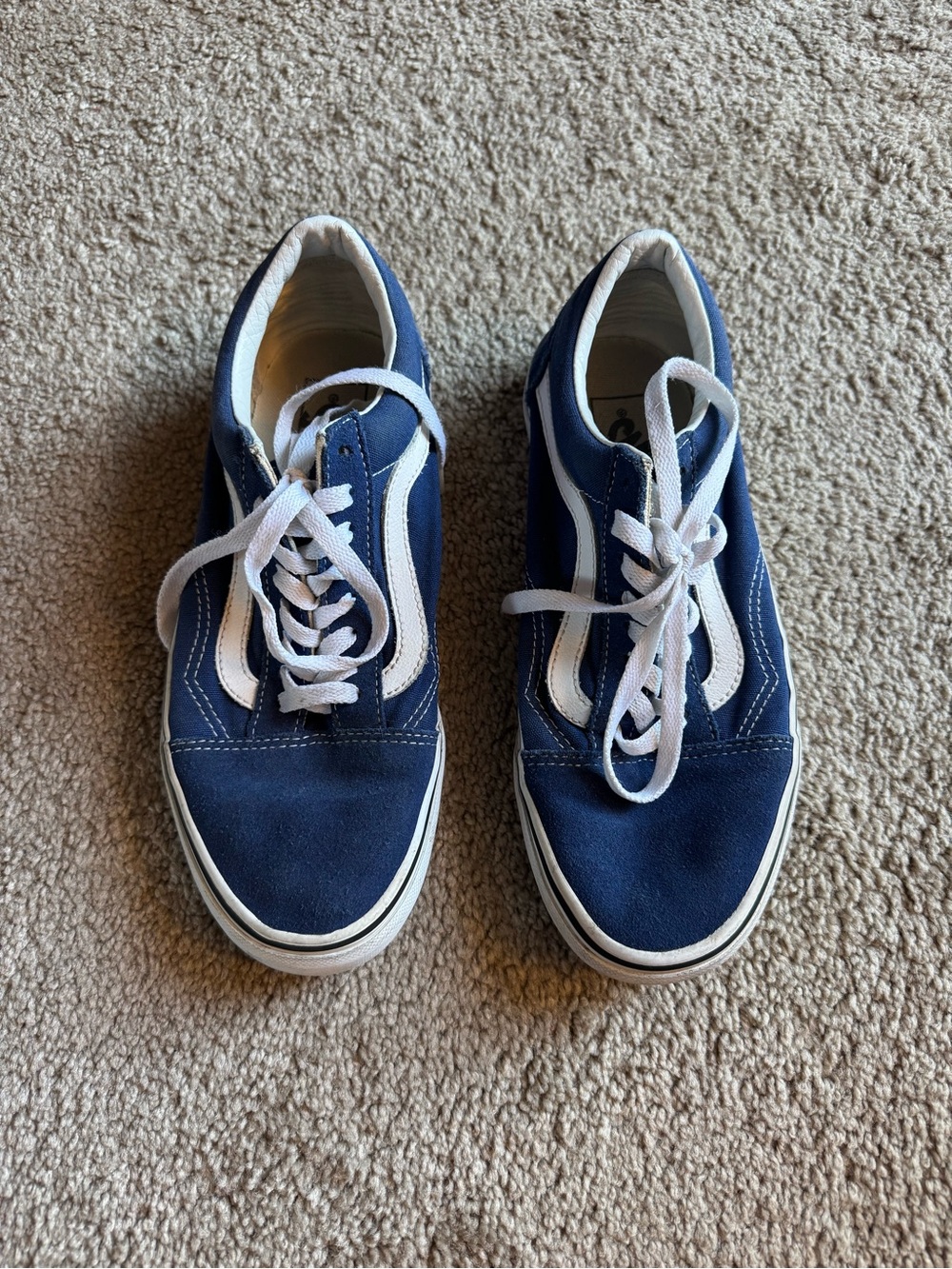 Vans Navy and White Low-Top Skate Sneakers